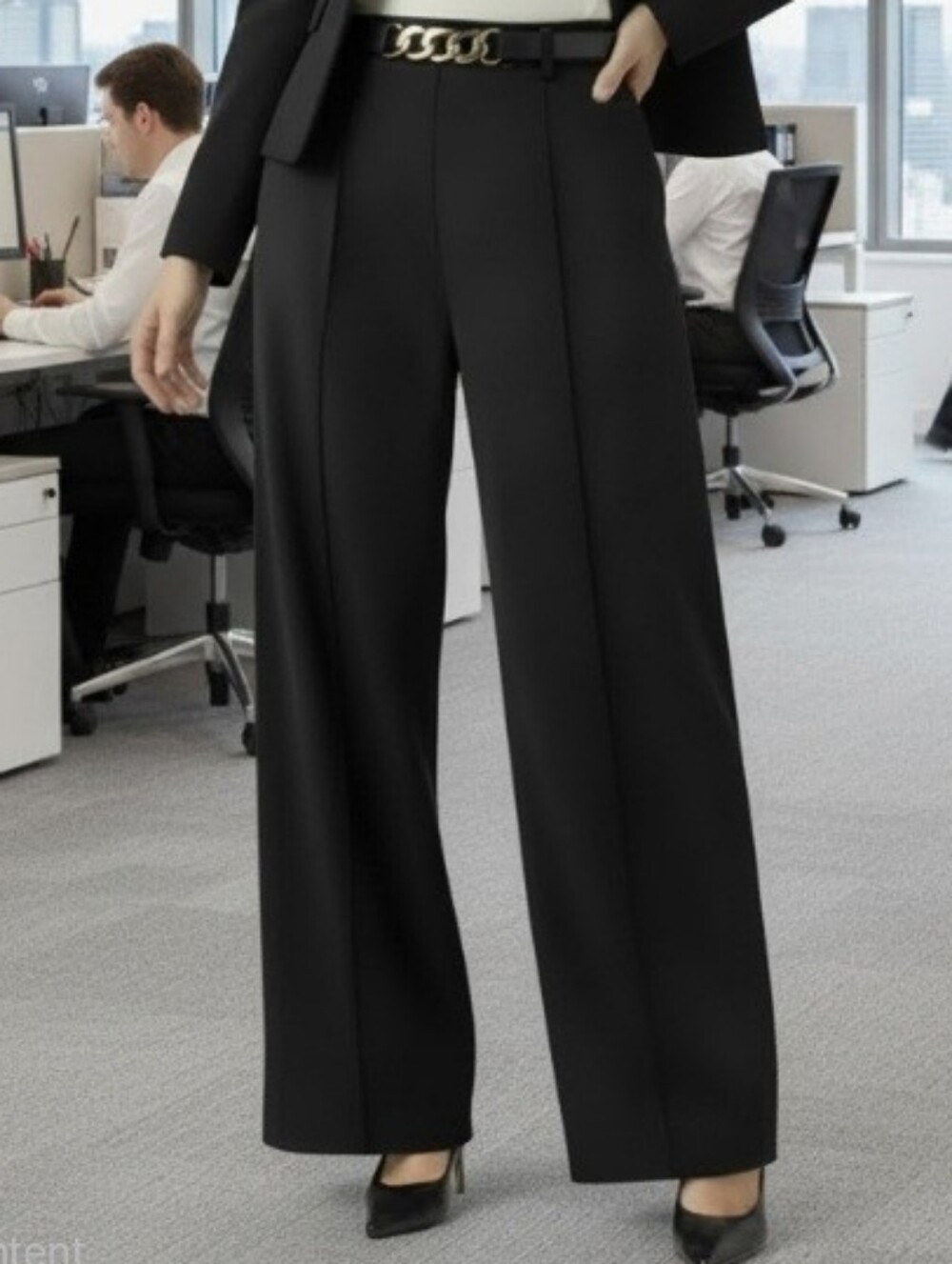 NWT Women's Black Wide-Leg Dress Pants Sz L